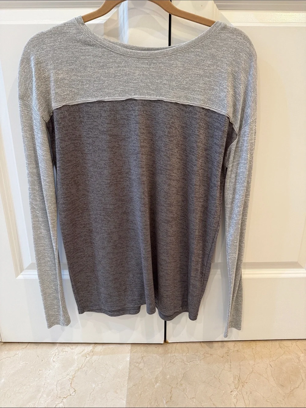 Vince Two-Tone Gray Crewneck Top